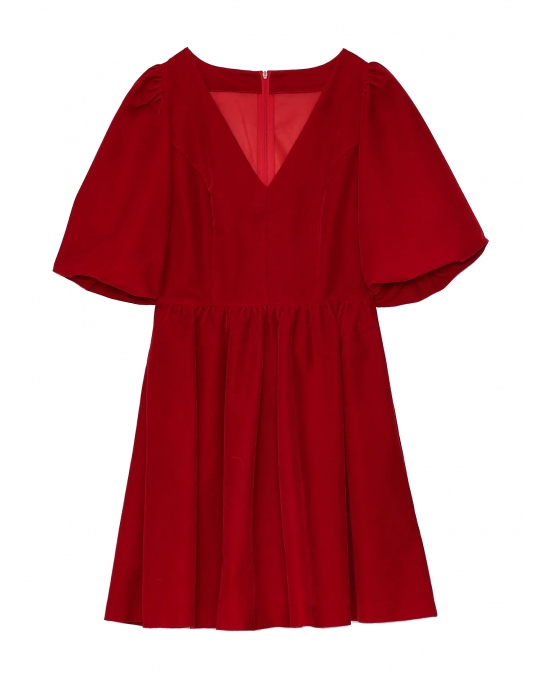 Červené  šaty s nariasenými rukávmi  11ks